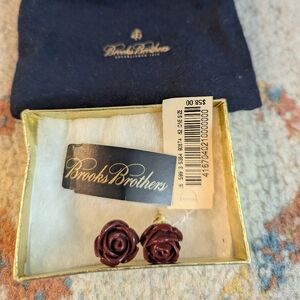 Brooks Brothers Burgundy Rose Earrings
